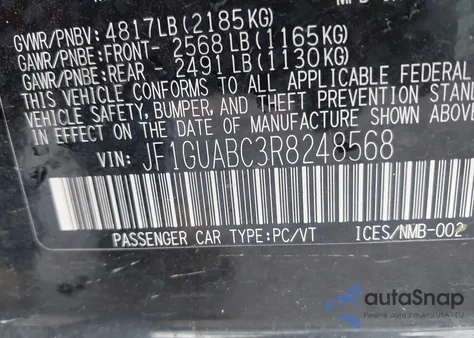 2024 Subaru Impreza Base 5-Door from USA, damaged, VIN JF1GUABC3R8248568